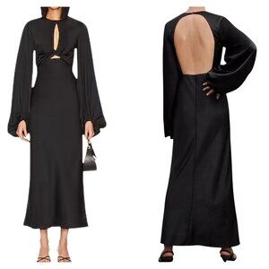 Significant Other Demi Backless Long Sleeve Gown Black Size 4